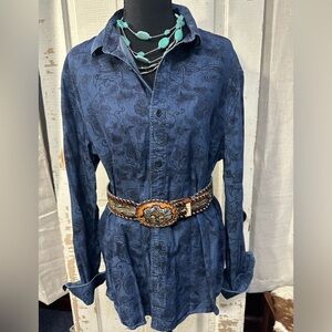 Armani Exchange blue Paisley men’s button-down shirt